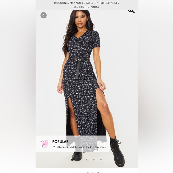 PrettyLittleThing Dresses & Skirts - Black floral split dress